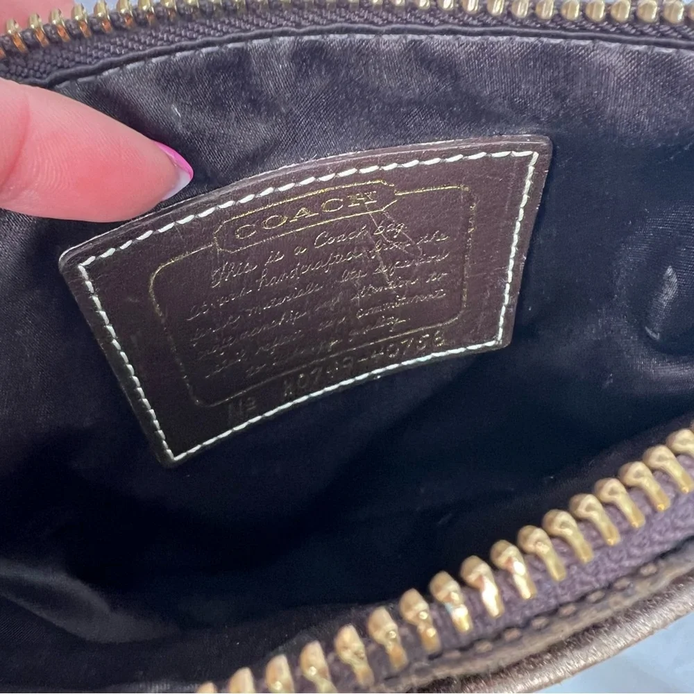 Coach chocolate brown and bronze crossbody with adjustable strap. - Picture 10 of 10